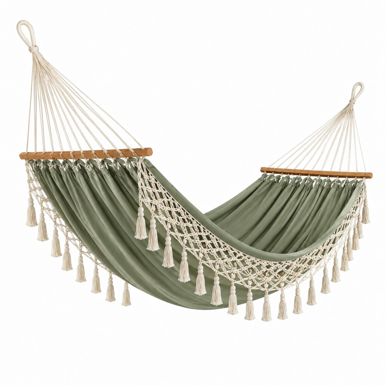 Amaca in Cotone con Nappe e Barra in Legno