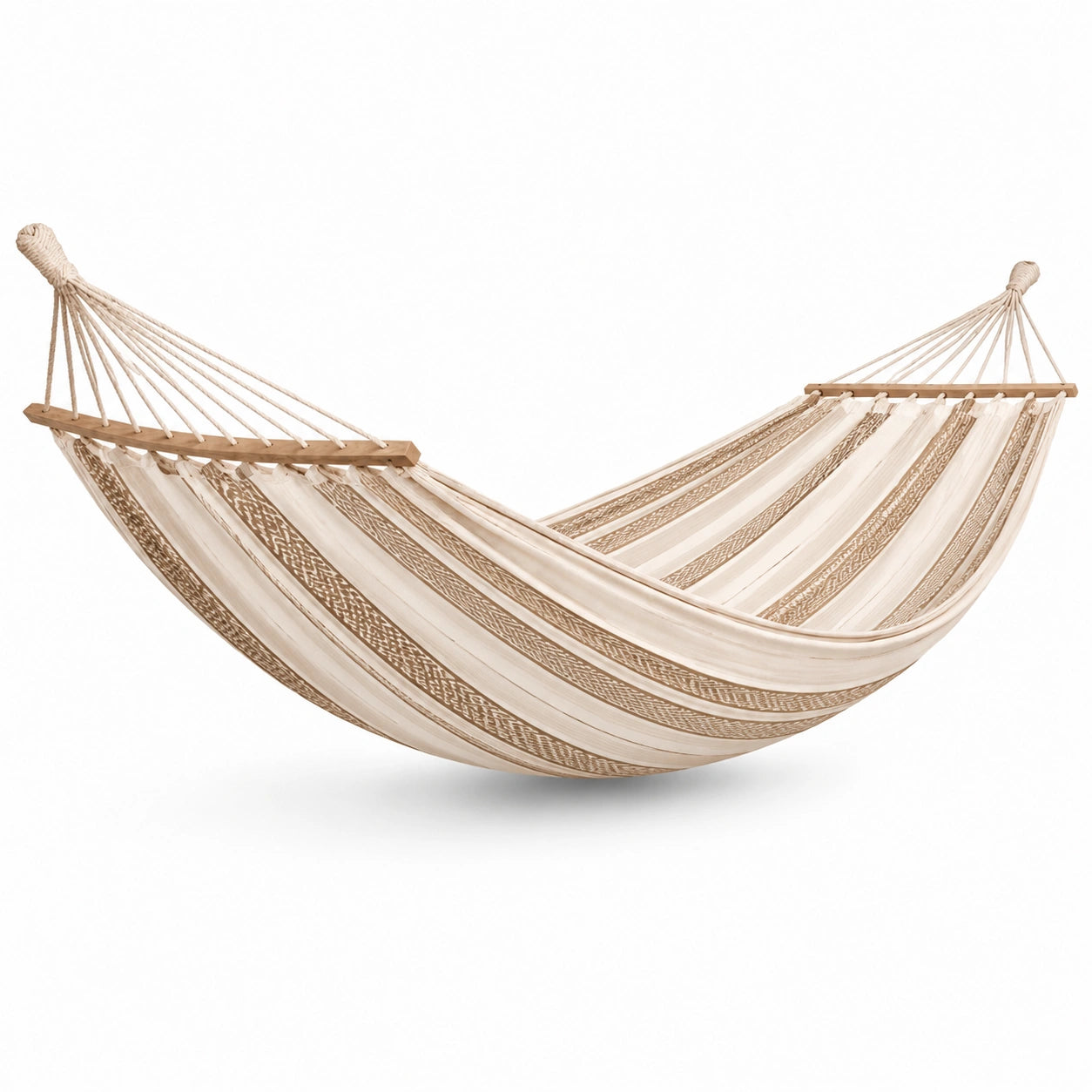 Amaca da Giardino in Cotone a Strisce Beige e Marroni