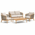Set di mobili da esterno in legno con cuscini beige