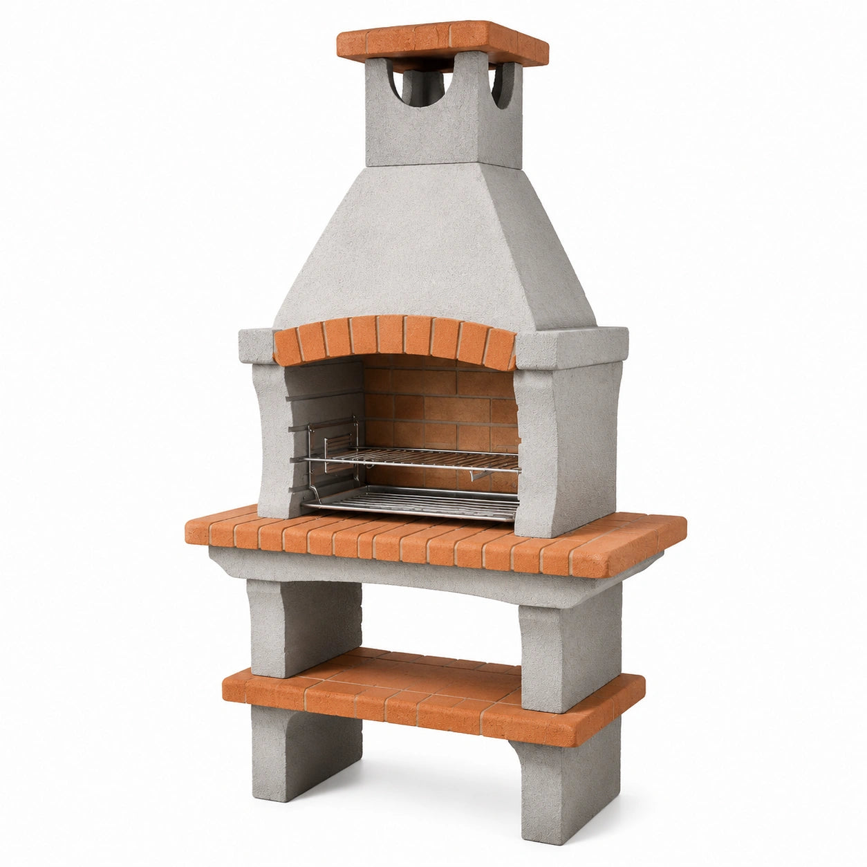 Barbecue in cemento e mattoni refrattari 190x120x65 cm