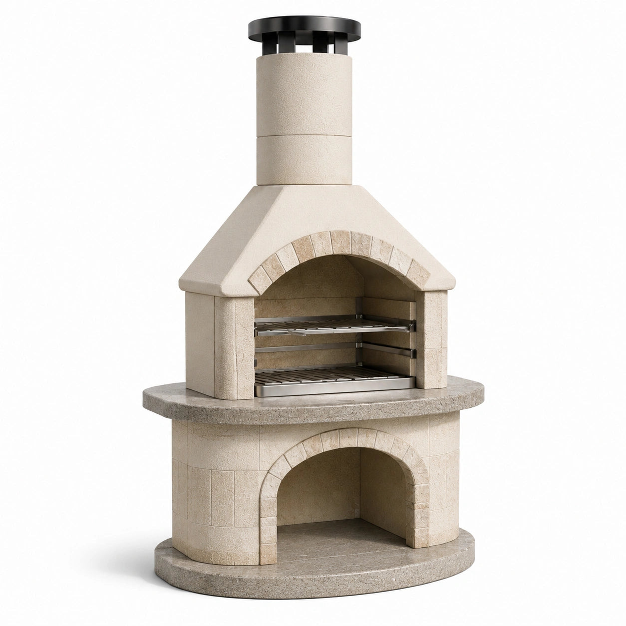 Barbecue in pietra con griglia in acciaio inox 240cm x 120cm x 220cm