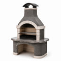 Barbecue in cemento e mattone refrattario con griglia in acciaio inox