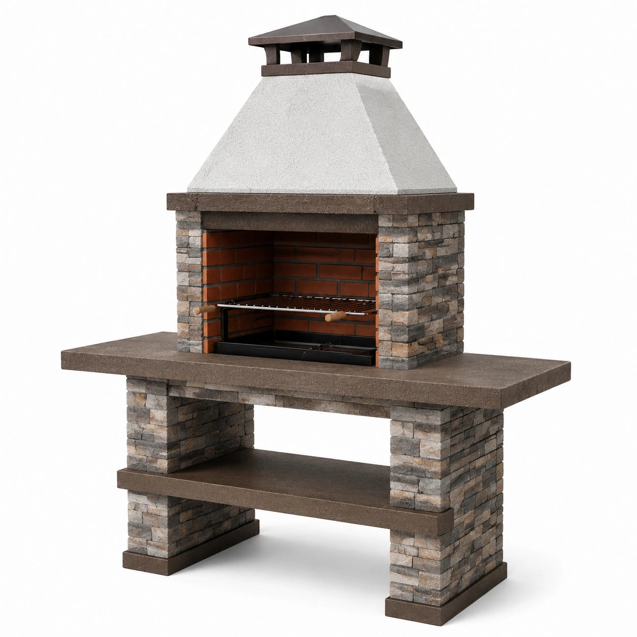 Barbecue in Muratura con Pietra e Mattone 120x70x220 cm