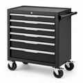 Carrello portautensili in acciaio nero a 7 cassetti con ruote