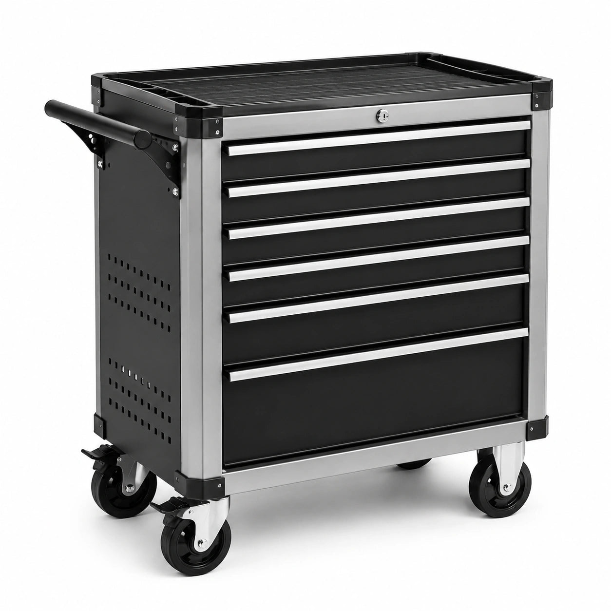Carrello portautensili in acciaio con 7 cassetti, nero, 70x33x75 cm