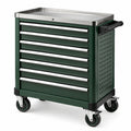 Carrello portautensili in metallo verde con 7 cassetti e ruote