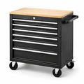 Carrello portautensili metallo con piano legno 7 cassetti nero