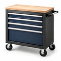 Carrello portautensili in metallo con 4 cassetti blu e nero