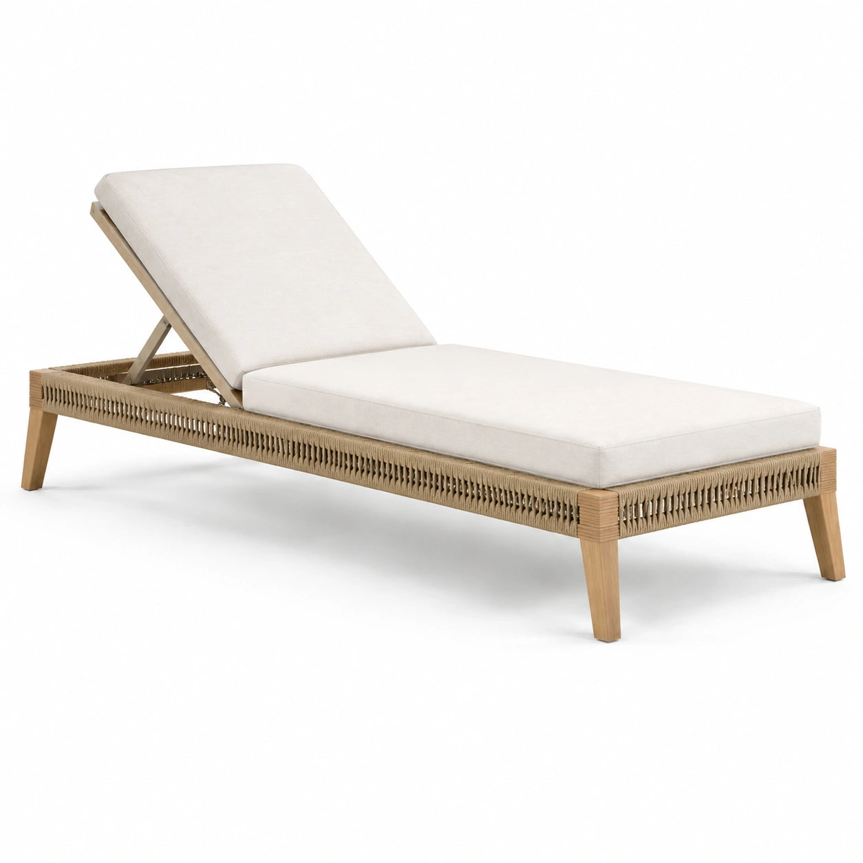 Lettino prendisole in rattan con cuscino regolabile ecru