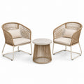 Set da giardino con 2 poltrone in rattan sintetico e tavolino rotondo