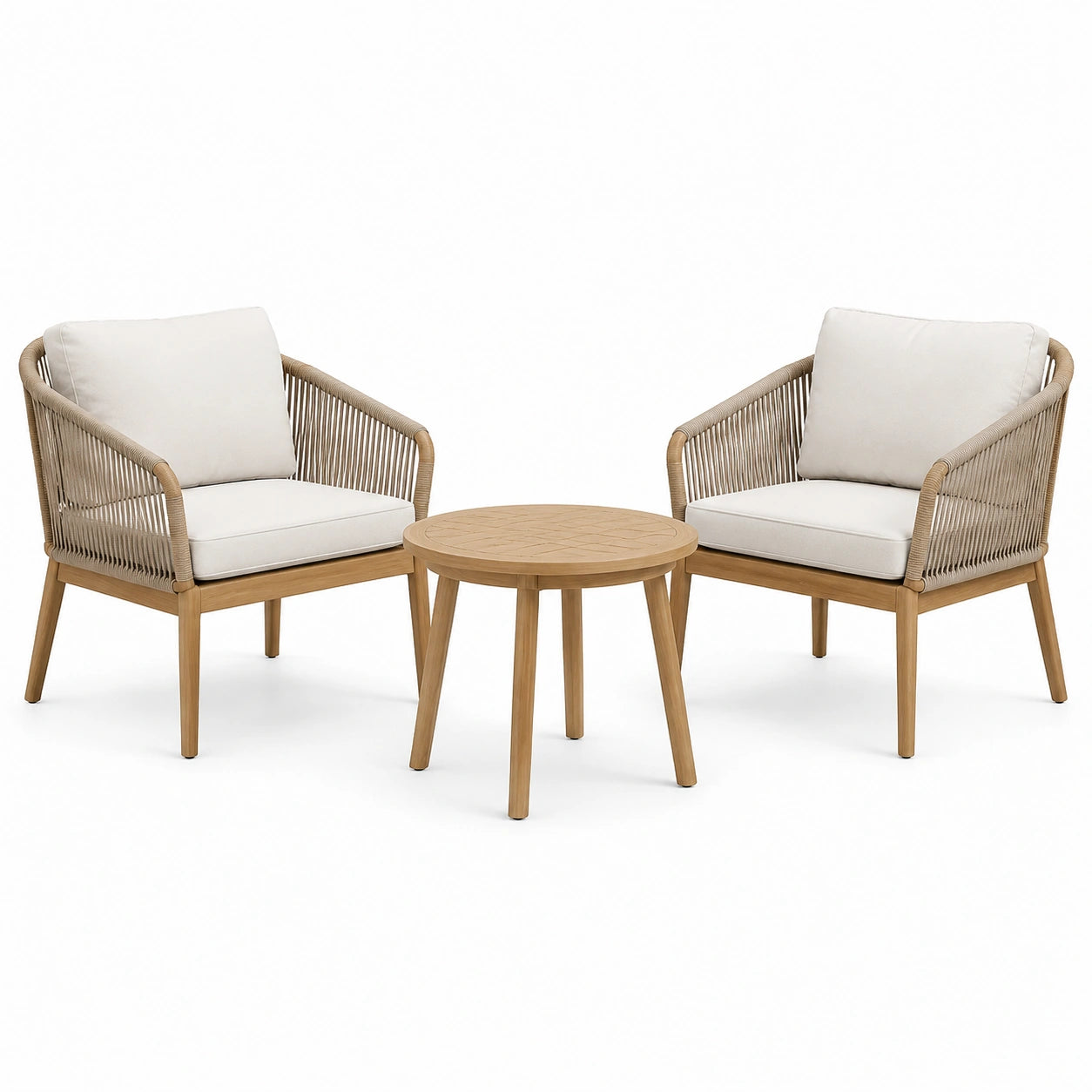 Set da giardino in legno e corda beige