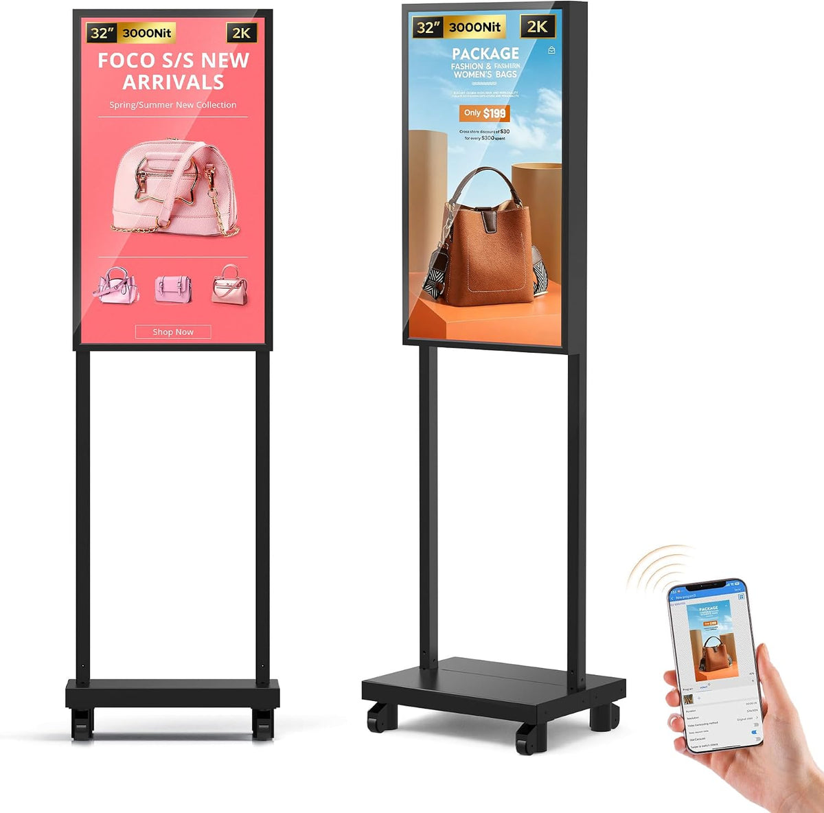 JASZDOT, Monitor, 32 Pollici, Nero, USB, Wi-Fi