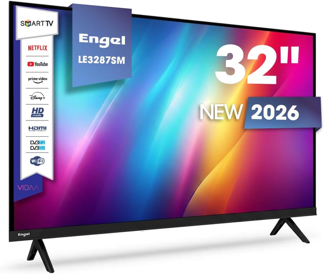 Smart TV, LE3287SM, Engel, 32 pollici, 8 W, Nero, illuminazione LED, USB