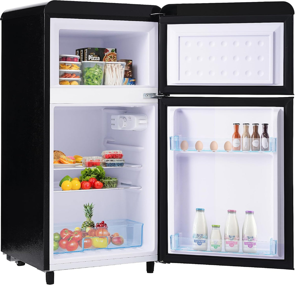 Ymkua, Frigorifero combinato, 45x46x91 cm, 72 L, 5 kg, Nero, illuminazione LED