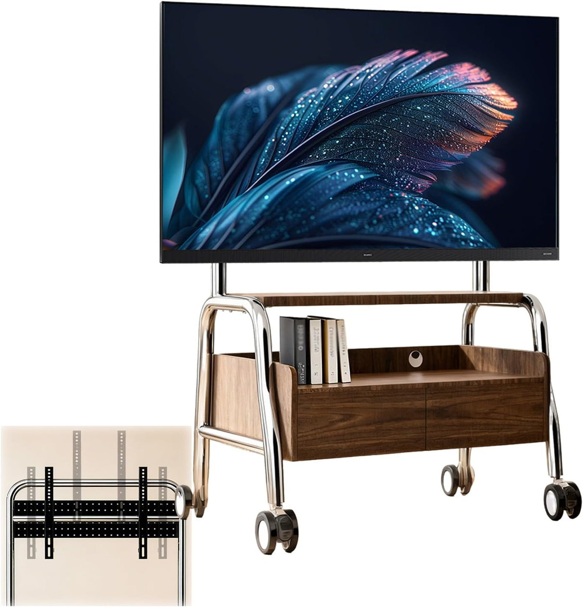 XRRJFYH, Smart TV, 100x100 mm, 75 pollici, 50 kg, Nero, acciaio inox, altezza regolabile