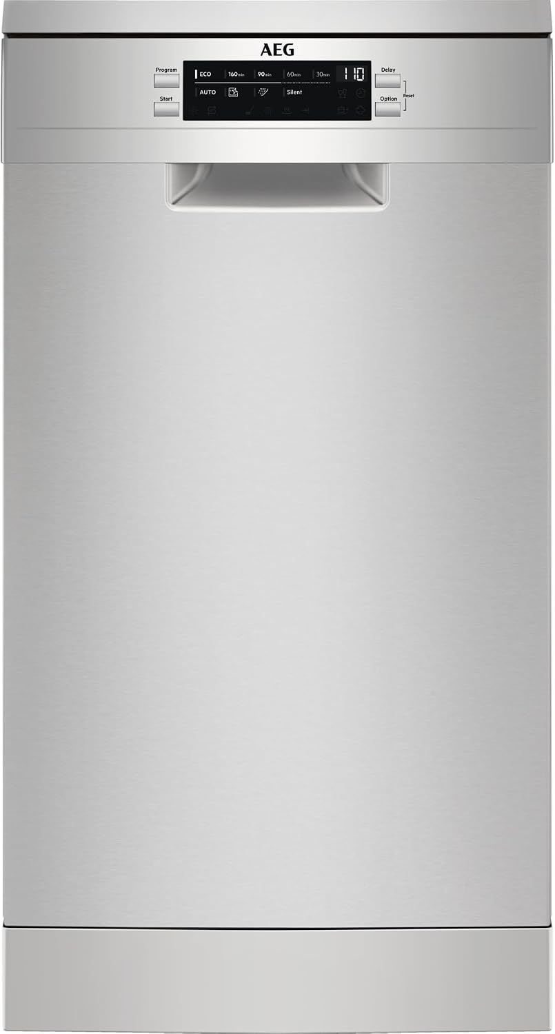 AEG, Lavastoviglie, FFB73527ZM, 45 cm, 45 dB, 69 °C, Argento, motore inverter