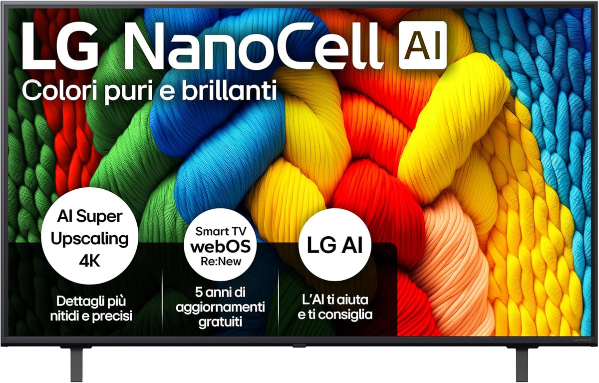 LG, Smart TV, 50NANO80A6B, 50 Pollici, Nero, telecomando
