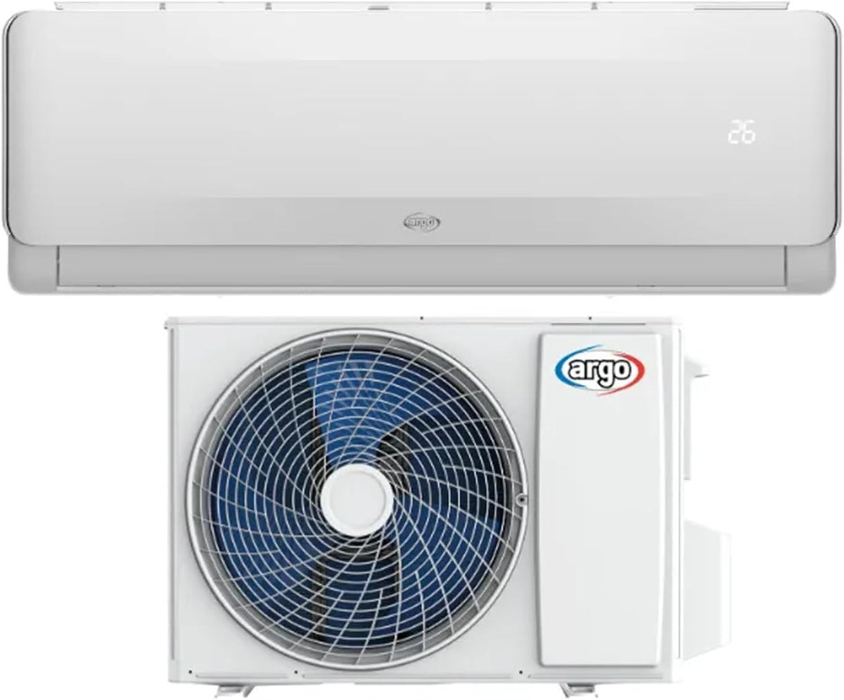 Argo, Condizionatore, 12000 Btu, 3,50 kW, 200 mm, Nero, Wi-Fi, motore inverter, pompa di calore