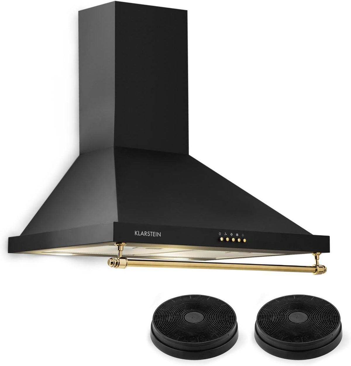 KLARSTEIN, Cappa aspirante, 610 m³/h, 60 cm, 60 x 32 x 50 cm, Nero, acciaio inox, illuminazione LED