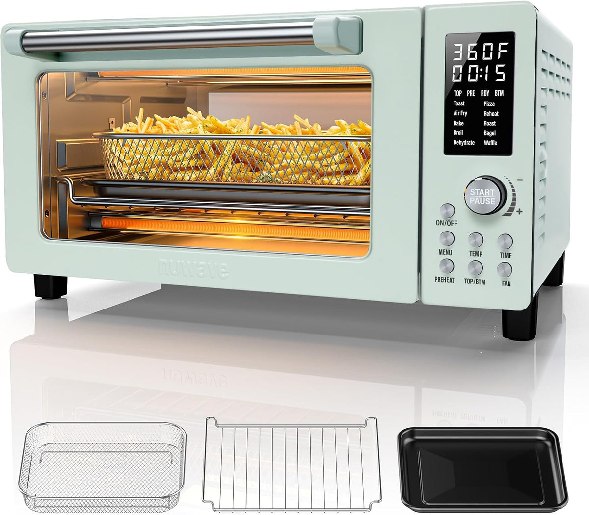 Nuwave, Forno elettrico, 21QT, 1800 W, 17,8 - 17,2 °C, 12 pollici, Verde, Airfryer, 12 funzioni, 2 in 1