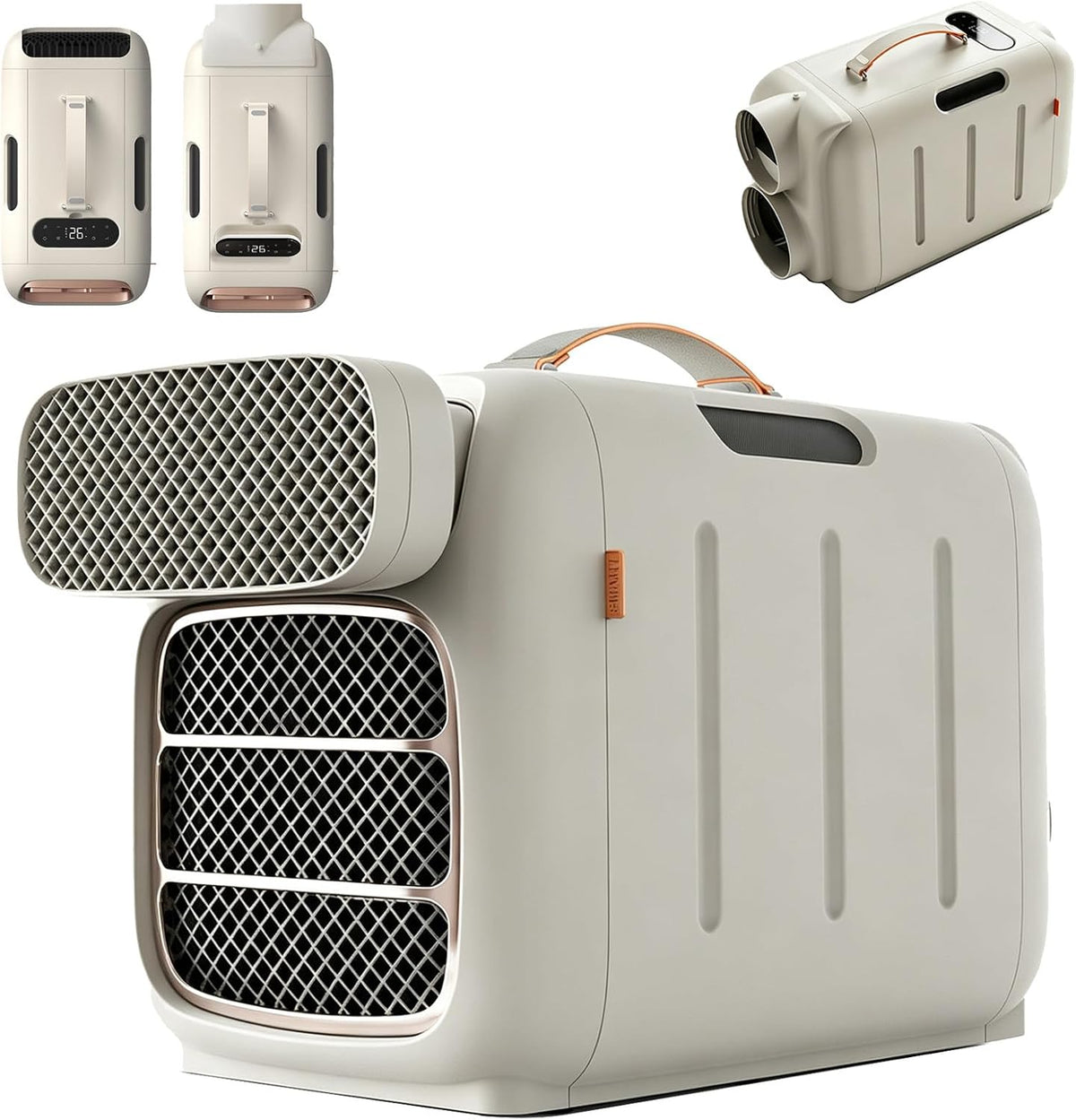 GerCxxly, Condizionatore portatile, 4800BTU, 49 x 26,5 x 33,5 cm, 4800 BTU, 10°C, Bianco, telecomando, timer