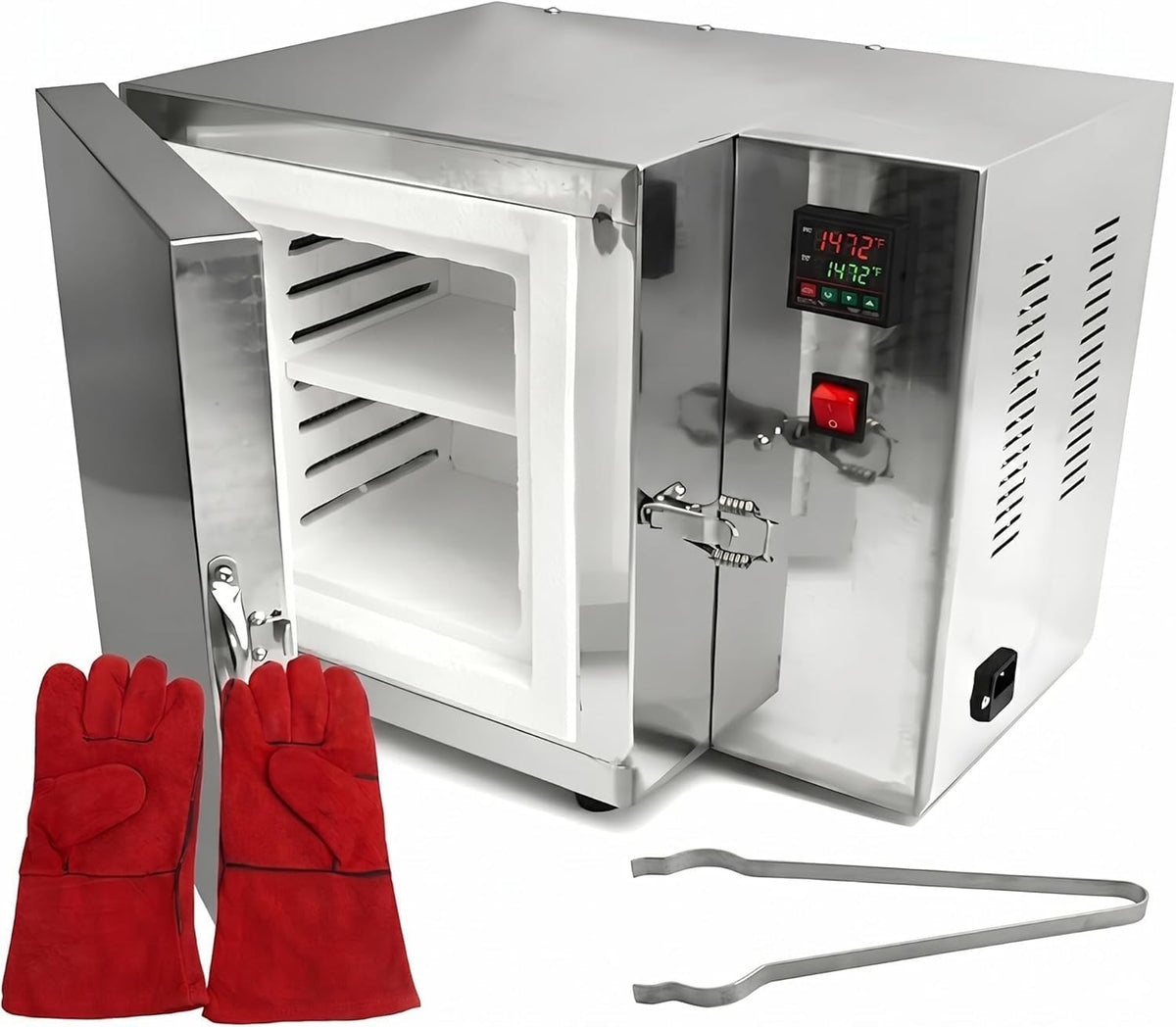 Tavolo, 1500 W, 44,5x28,5x15 cm, 19,5 cm, Nero/Argento, acciaio inox