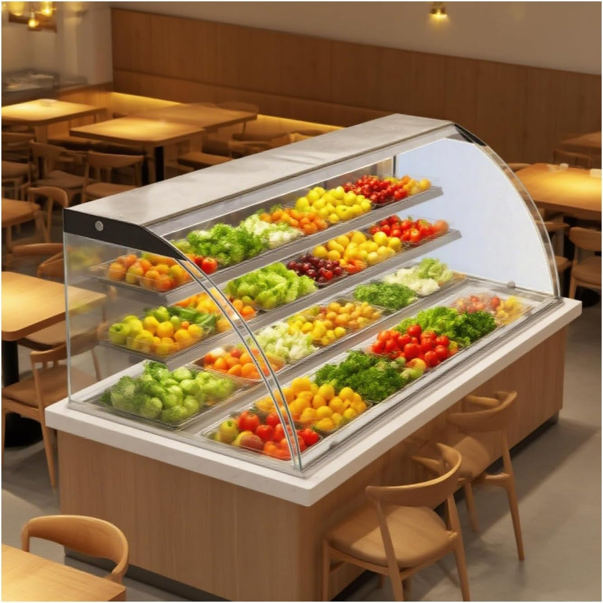 LVLDAWA, Vetrine da bancone, 60X53X50 CM, 5 mm, 1 cm, Trasparente, acciaio inox, vano contenitore
