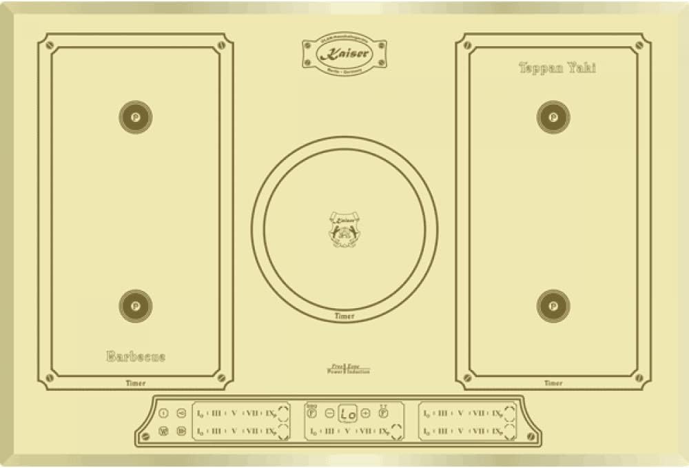 Kaiser, Piano cottura a induzione, 77 cm, 200×400 mm, 210 mm, Nero