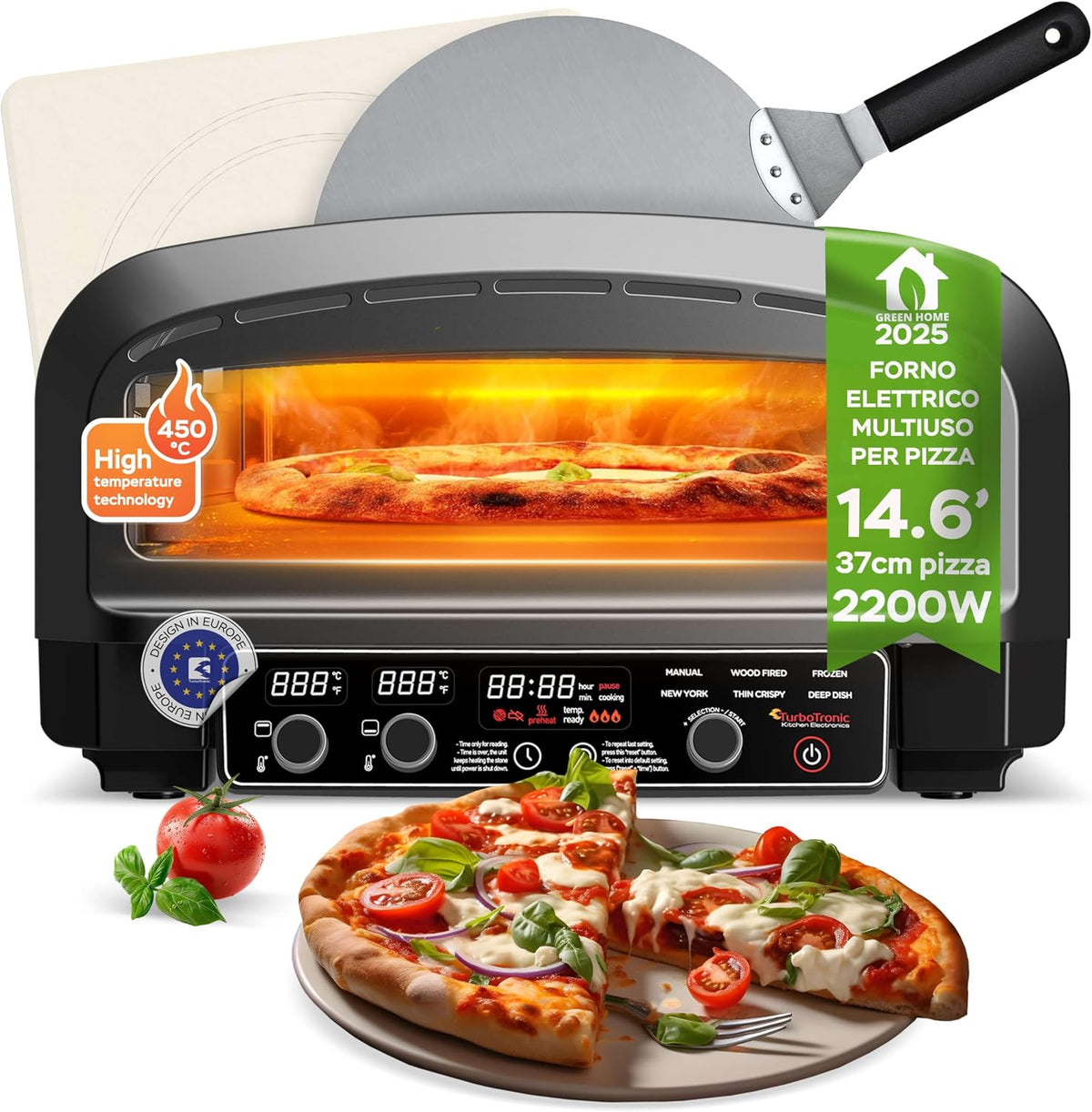 Tavolo, TurboTronic By Z-LINE, 450 °C, 2200 W, 20 litri, Nero/Argento, alluminio, illuminazione LED