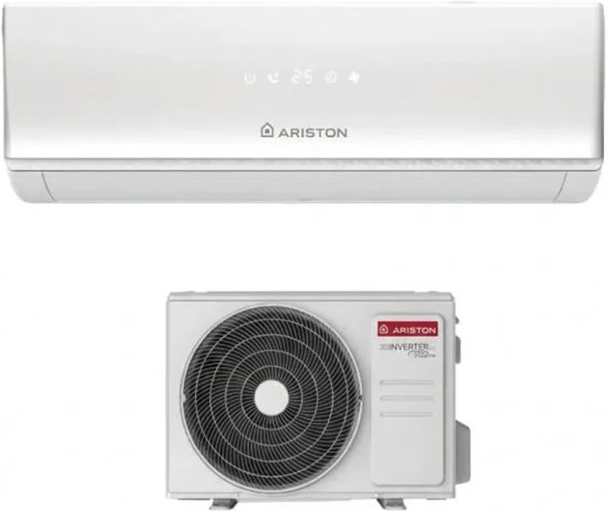 Ariston, Condizionatore, 12000 Btu, 3,4 kW, 6,35 mm, Grigio, Wi-Fi, telecomando, motore inverter, pompa di calore