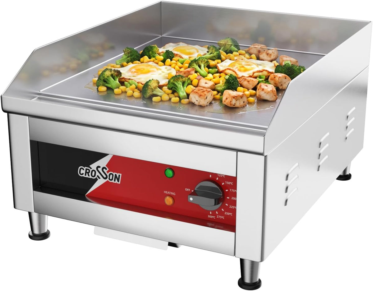 Piastre, crosson, 40 x 40 cm, 2500 W, 87-300°C, Argento, acciaio inox