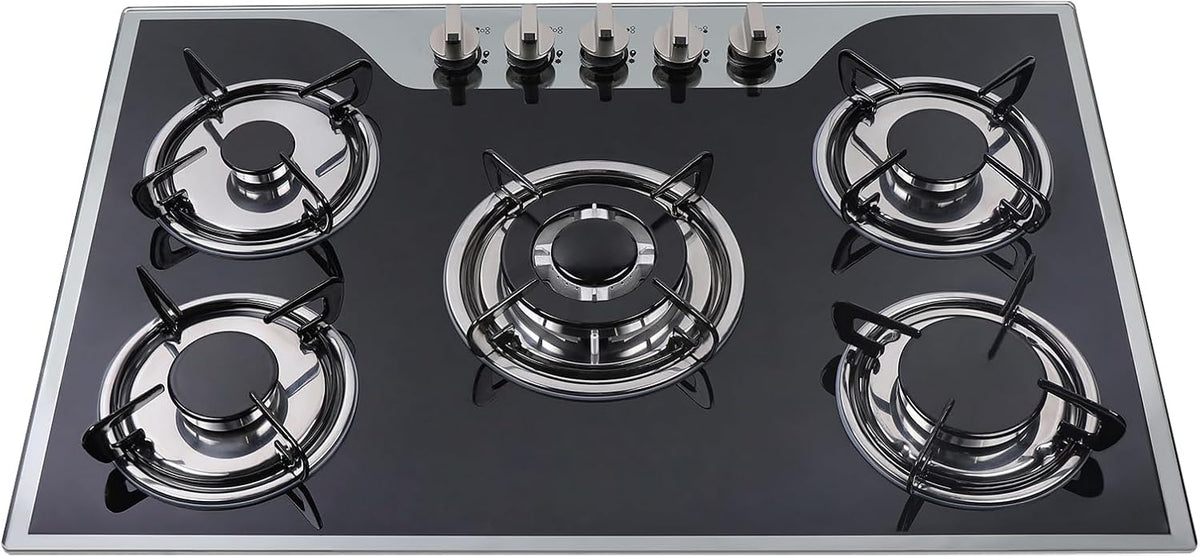 awolsrgiop, Piano cottura a gas, 73 cm, 7800 W, 73 x 47 cm, Argento, acciaio inox