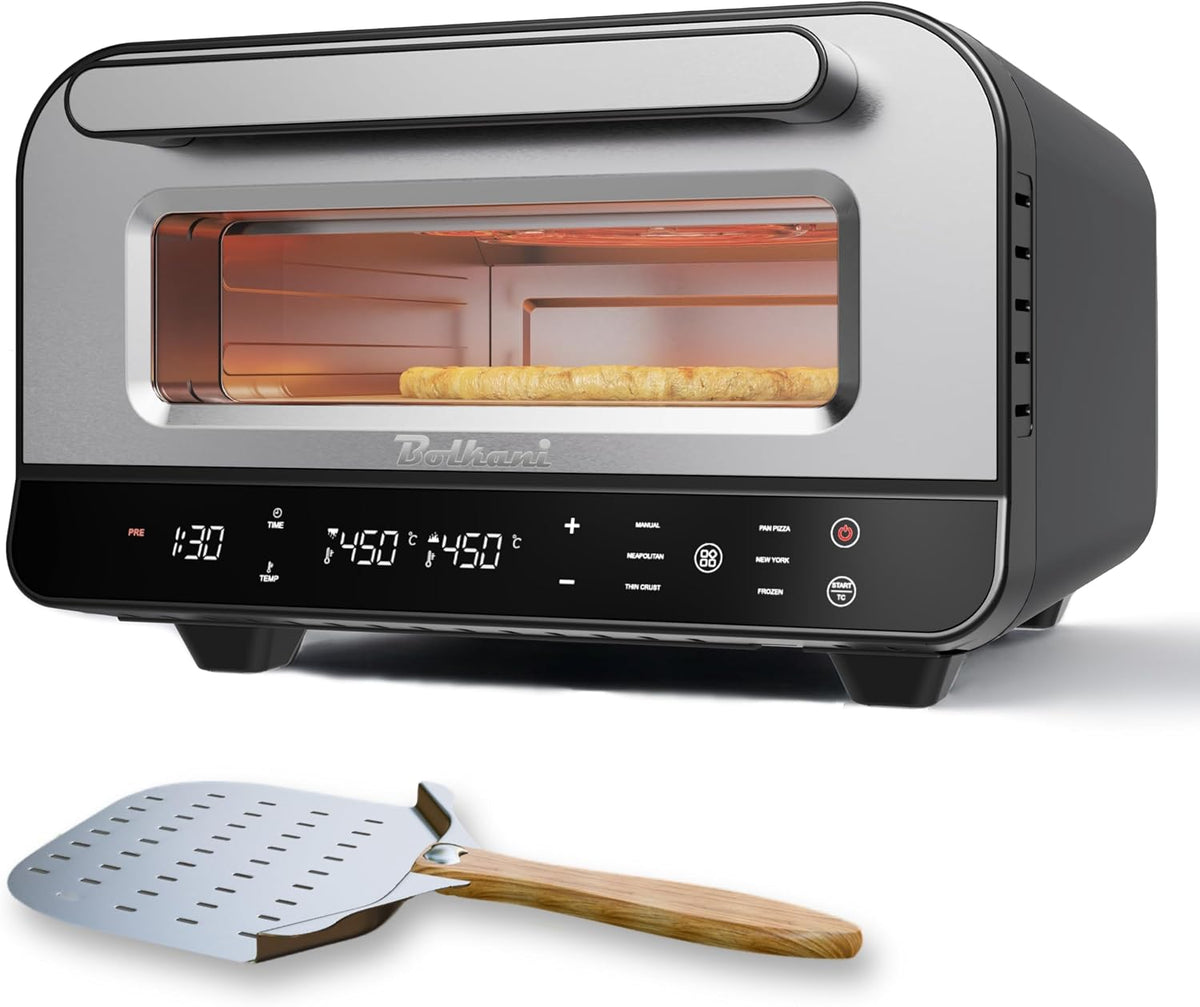 Bolkani, Forno elettrico, 450°C, 1700 W, 32 x 32 cm, Nero, acciaio inox, timer