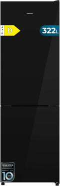 Cecotec, Frigorifero combinato, 322 L, 185,5 cm, 59,5 cm, Nero, illuminazione LED