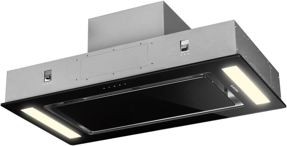 Cappa aspirante, KLARSTEIN, 90 cm, 609 m³/h, 230 W, Nero, alluminio, illuminazione LED, telecomando