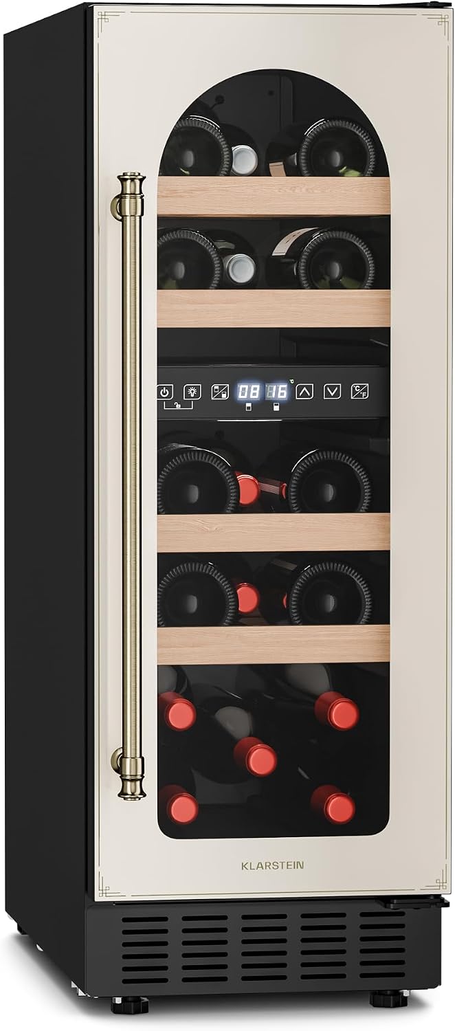KLARSTEIN, Cantinetta vino, 17 Bottiglie, 5-22°C, 52 litri, Nero, illuminazione LED