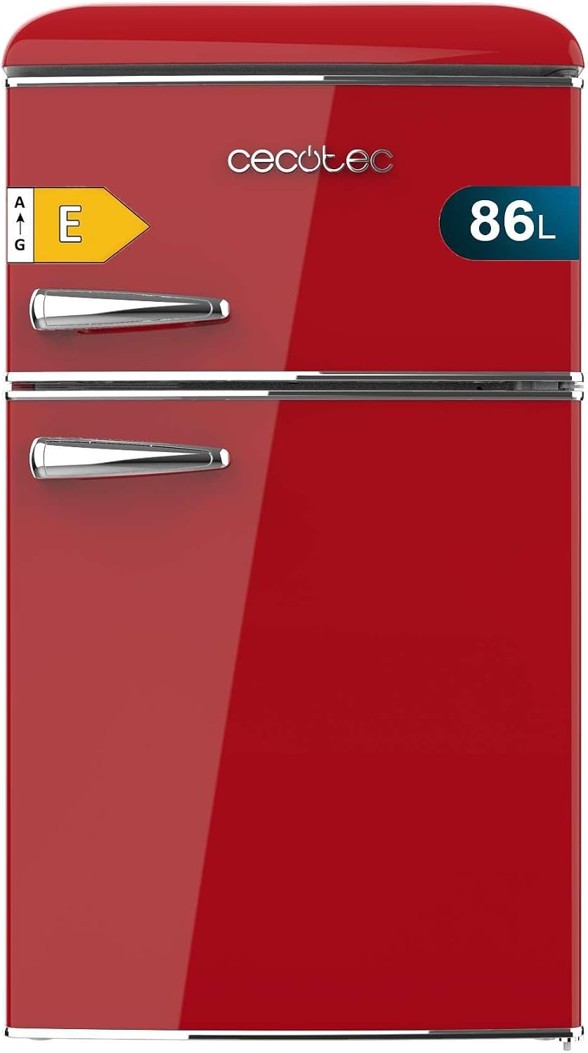 Cecotec, Mini frigorifero, 89,3 cm, 86 L, 48,7 cm, Rosso, illuminazione LED, No Frost