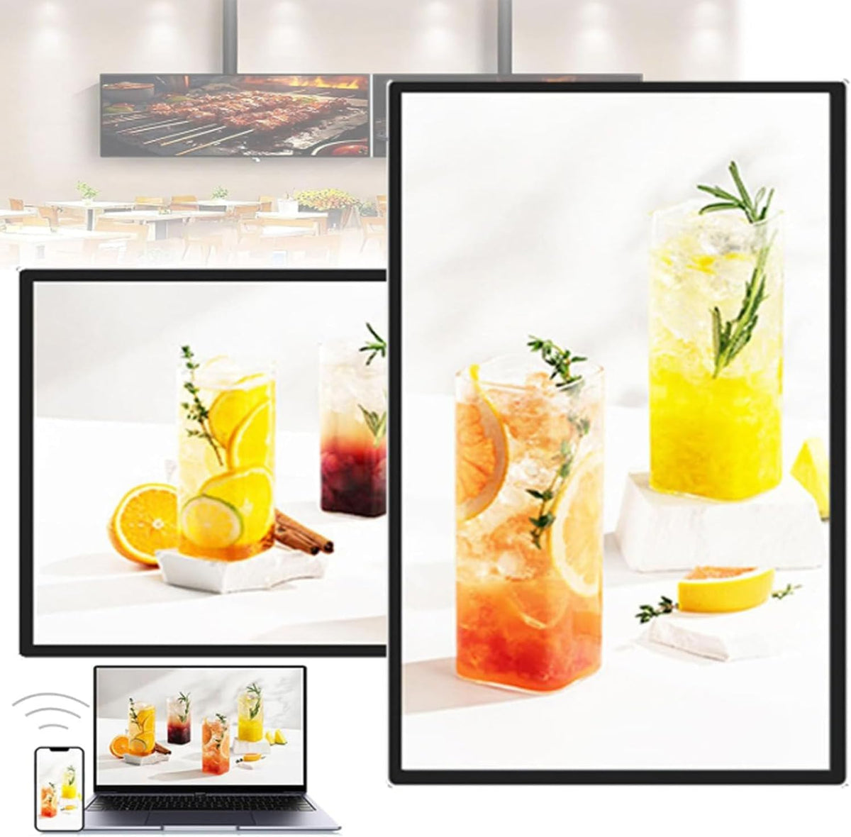 Monitor, 3 cm, Nero, alluminio, illuminazione LED, USB, timer, funzionamento senza fili