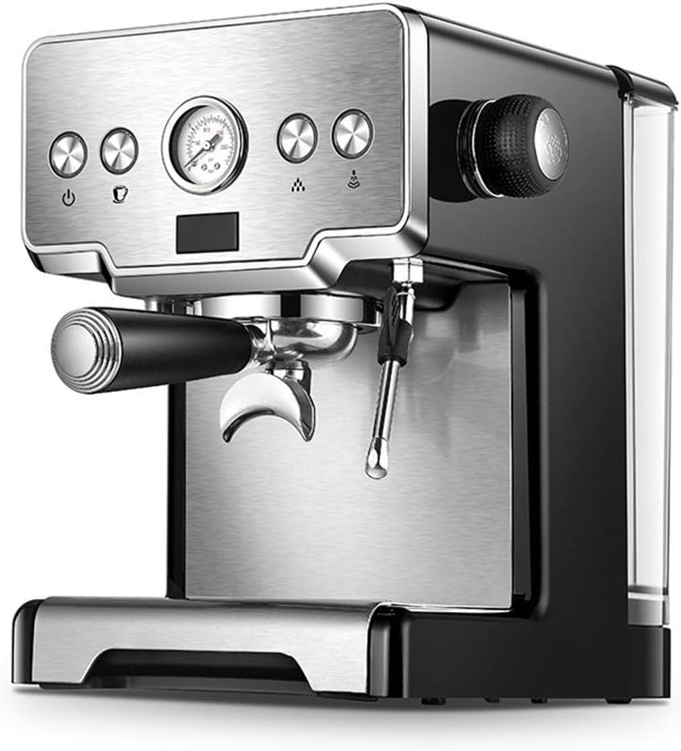 HWSY, Macchina da caffè, 15 bar, Nero/Argento, acciaio inox