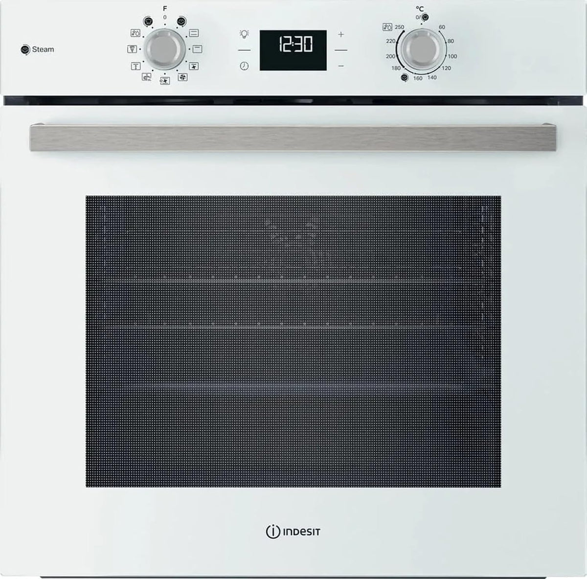 Indesit, Forno da incasso, IOK58HSW, 71 Litri, 56,8 cm, 56 cm, Bianco, acciaio inox, Wi-Fi, autopulizia, funzione grill