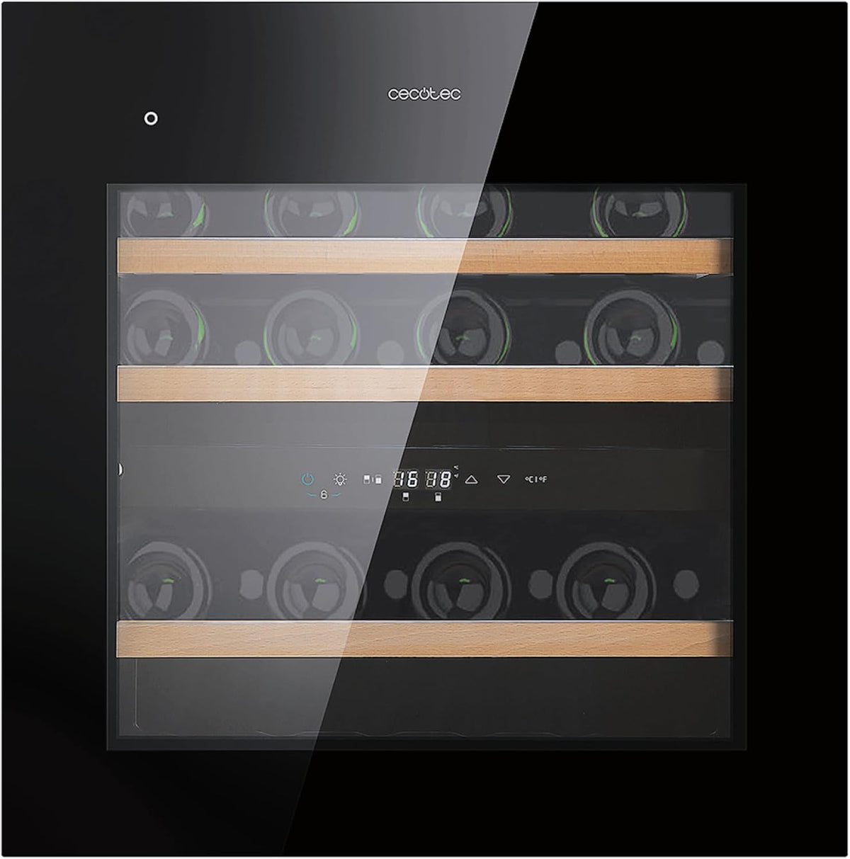 Cecotec, Cantinetta vino, 60x60 cm, 36 Bottiglie, Nero, illuminazione LED