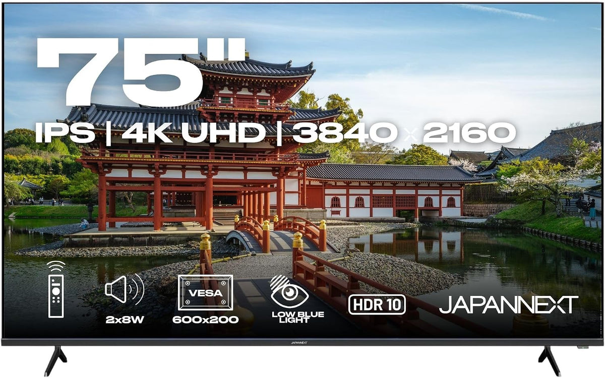 JapanNext, Monitor, 75 pollici, 8 W, Nero, USB