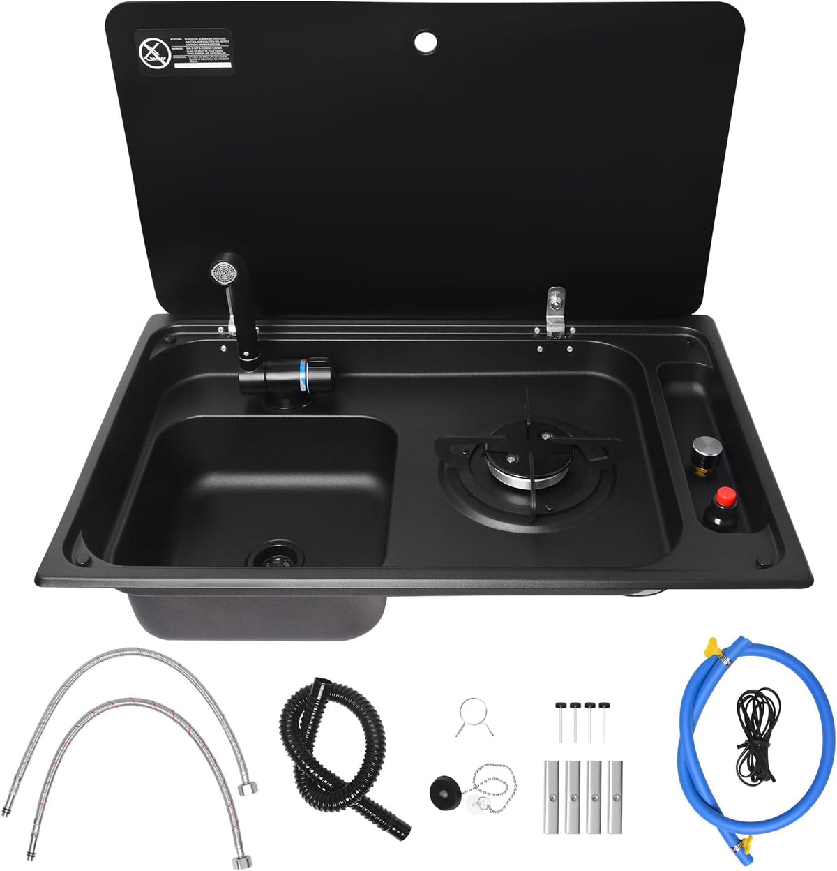 KAMRVLAAI, Piano cottura a gas, Argento, acciaio inox, struttura pieghevole, 2 in 1