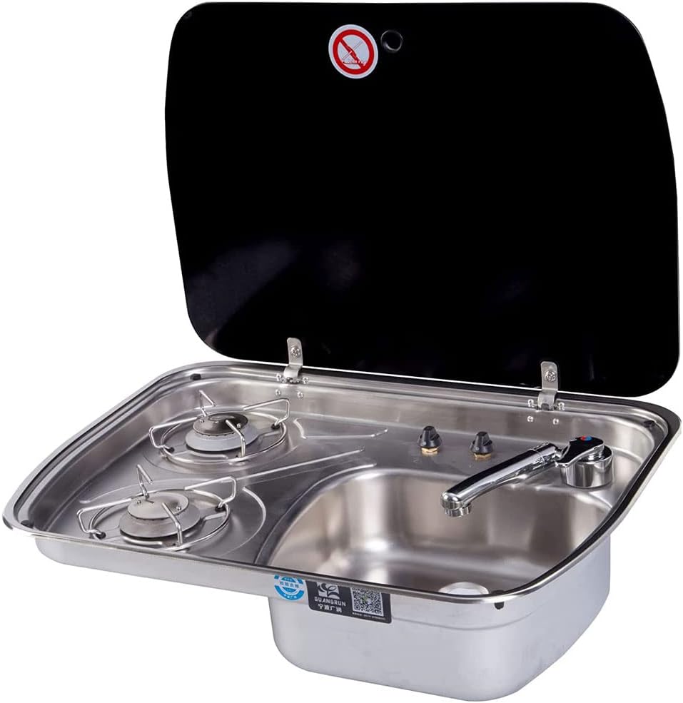 NAMVI, Piano cottura a gas, 600x450x145 mm, 2000 W, 8,5 kg, Nero, acciaio inox, struttura pieghevole