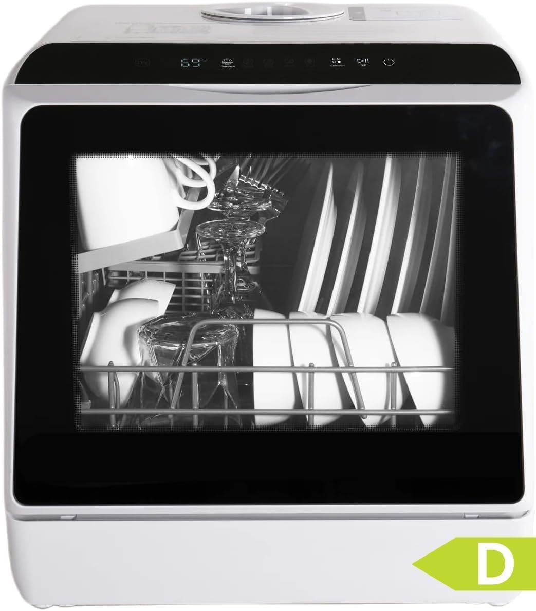 YU YUSING, Lavastoviglie, 45 cm, 5 L, 42 x 42 x 45 cm, Bianco/Nero, illuminazione LED