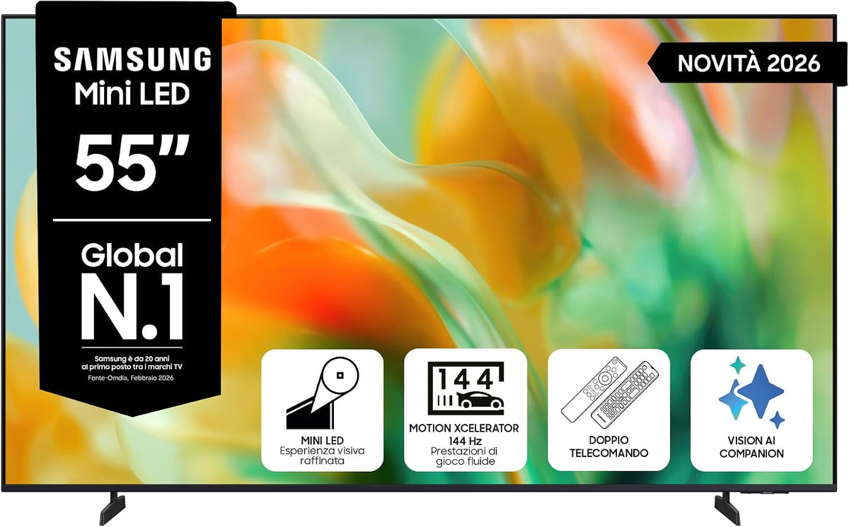 Samsung, Smart TV, UE55M80HAUXZT, 122,46 x 70,78 x 7,76 cm, 55 pollici, Nero, illuminazione LED, Bluetooth, telecomando