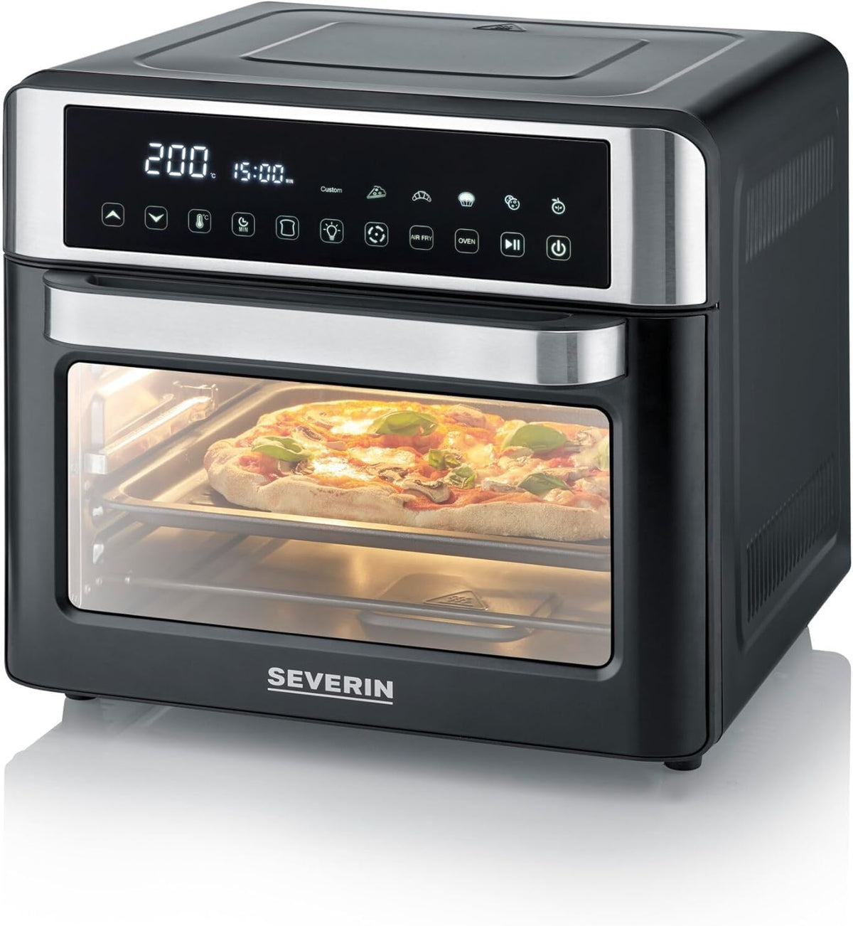 Severin, Forno elettrico, 41,0 x 45,0 x 37,0 cm, 2200 W, 25 Litri, Nero/Argento, Airfryer