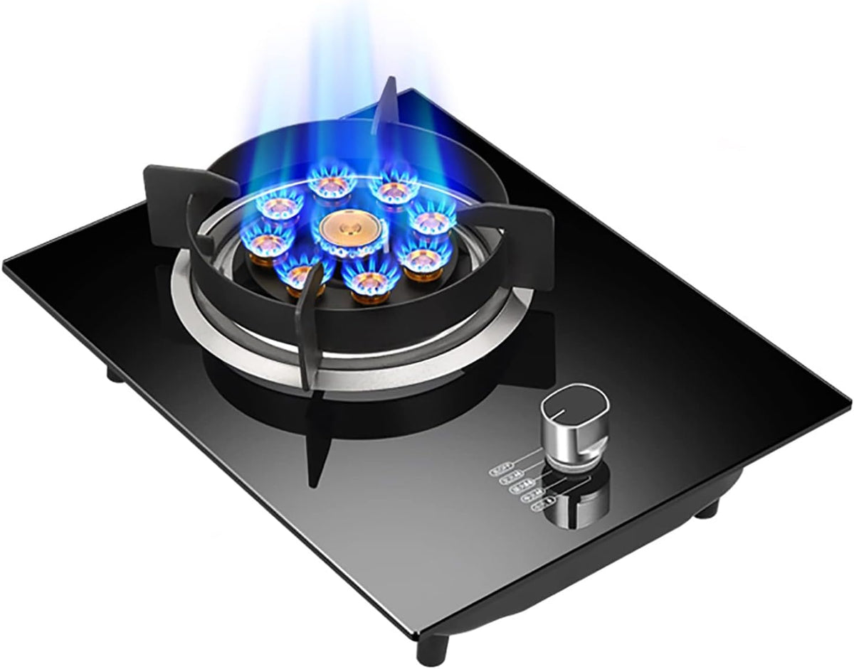 Samnuerly, Piano cottura a gas, 43x33x14 cm, Nero/Argento, acciaio inox