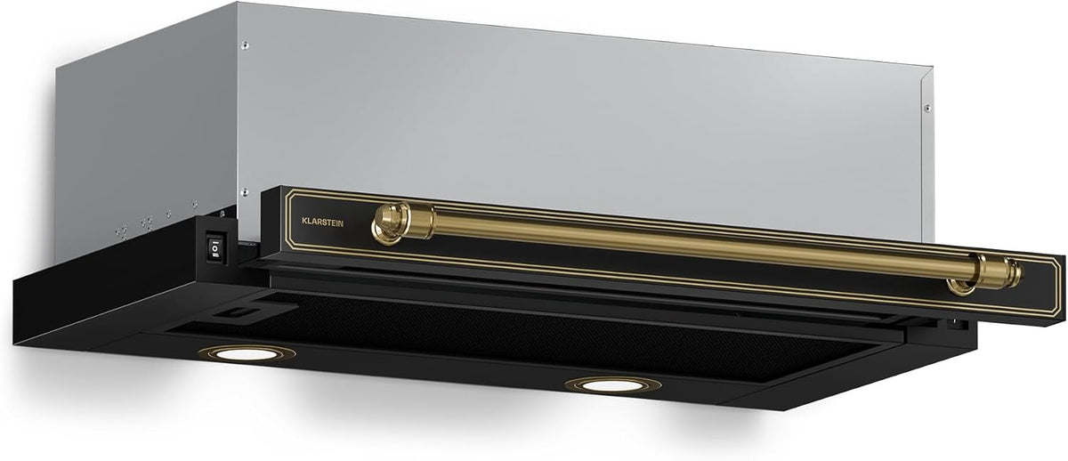 KLARSTEIN, Cappa aspirante, 60 cm, 358 m³/h, 61 dB, Nero, alluminio, illuminazione LED