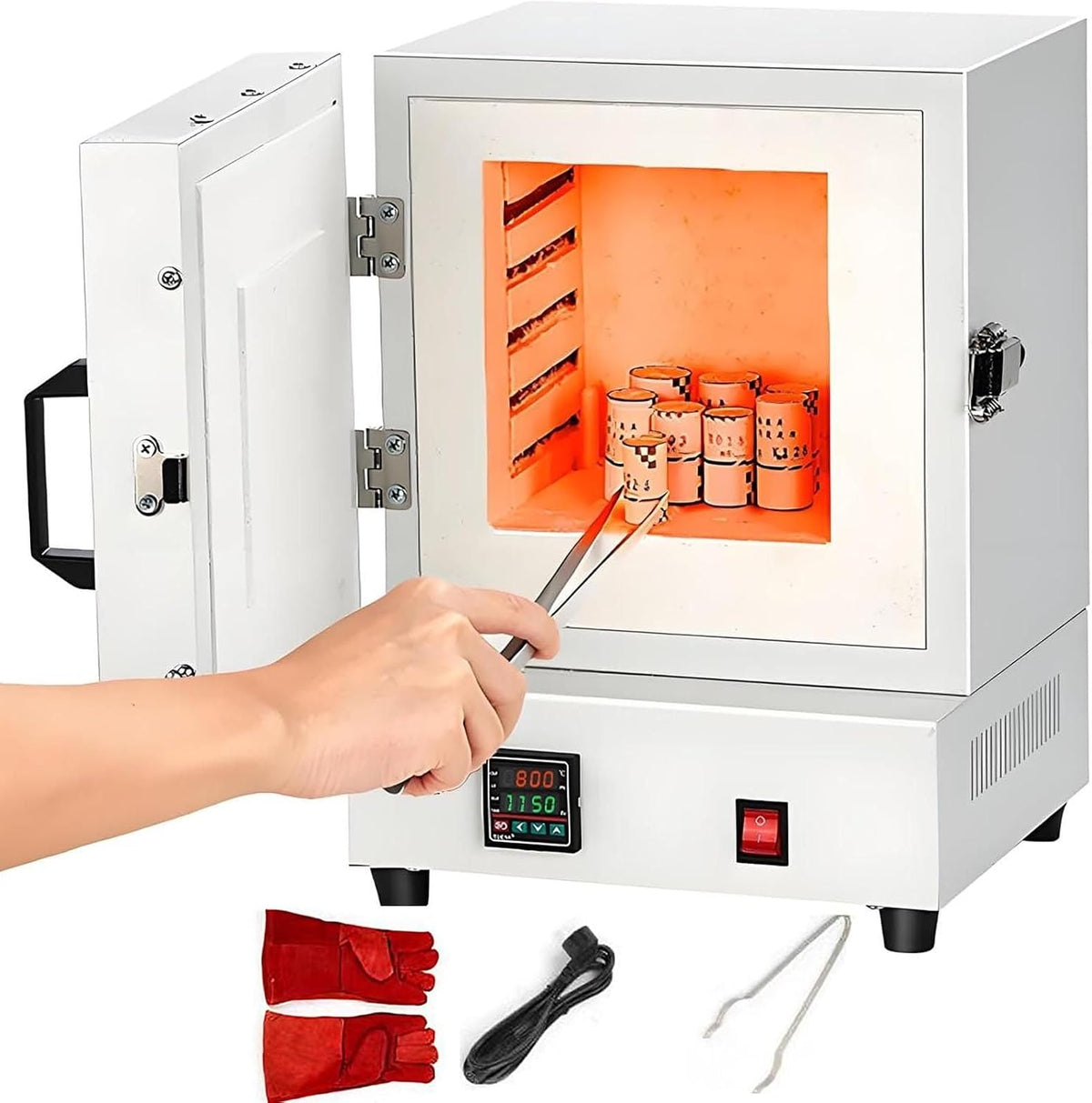 menglanchang, Forno elettrico, 16×16×13,8 cm, 2000 W, 1 °C, Nero/Argento